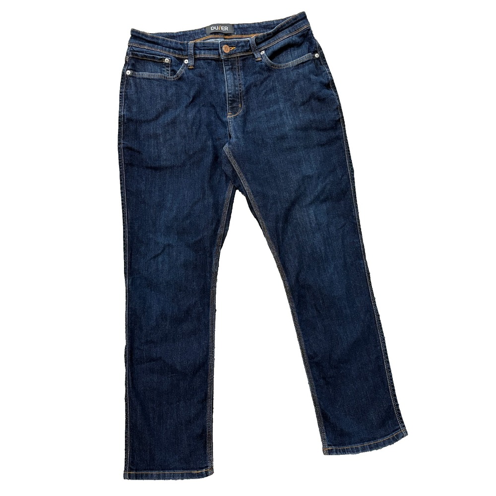 DU/ER Jeans Mens 34x30 (Act. 32x28) Blue L2X Relaxed Taper Stretch Performance